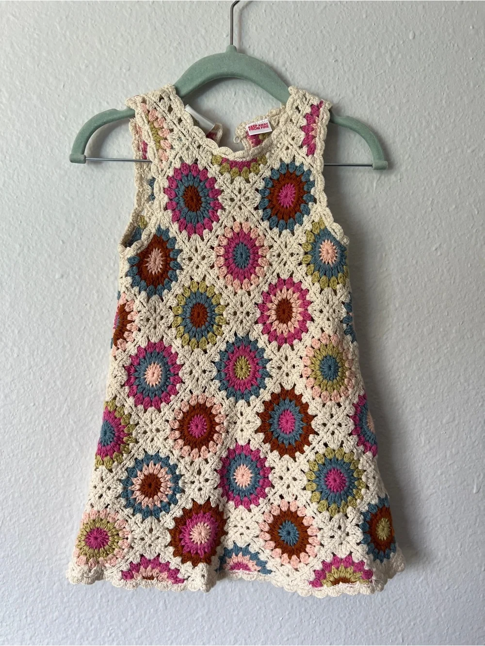 Zara Cream Crochet Two-Piece Set with Pink and Blue 1.5 years